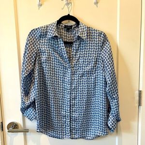 The Limited blue and white button up blouse
